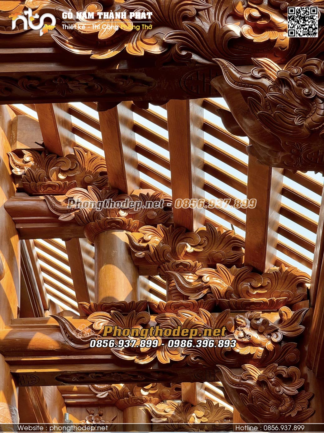 Các con rường xếp chồng lên nhau vô cùng đẹp mắt